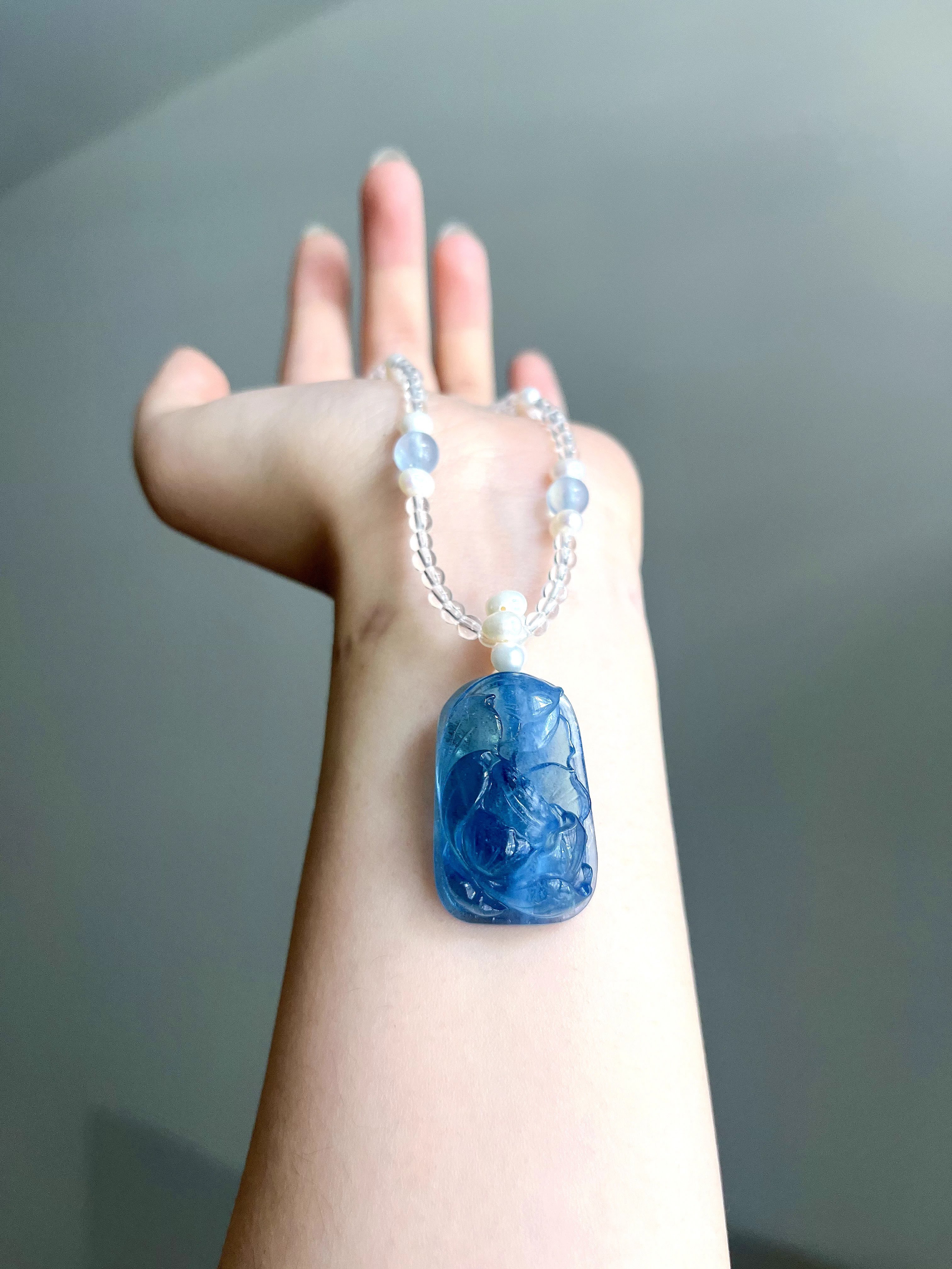 蓝莲听海｜海蓝宝项链