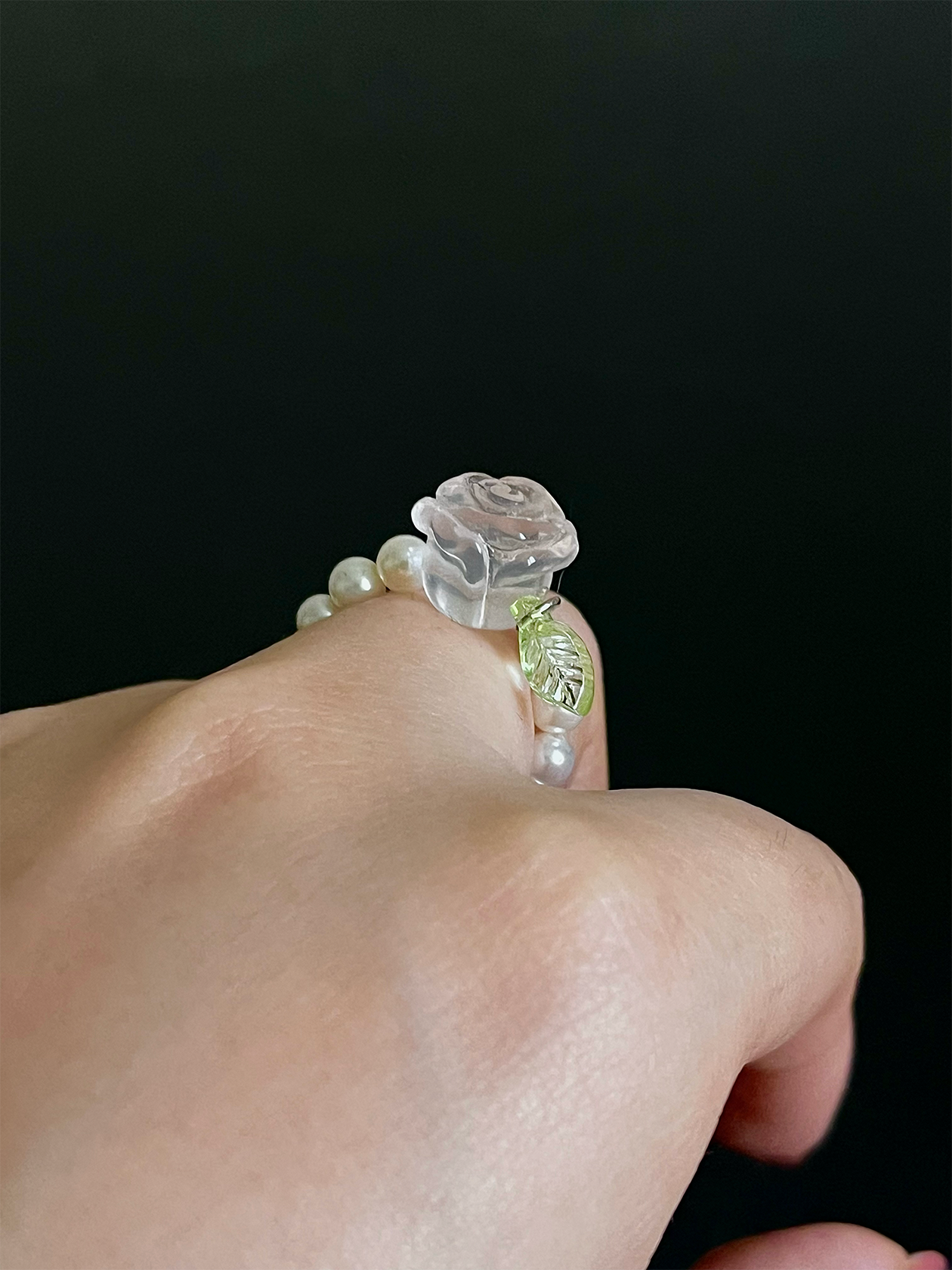 春雾玫瑰｜粉晶珍珠戒指